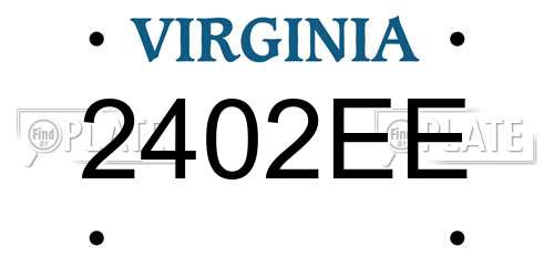 2402EE Virginia License Plate