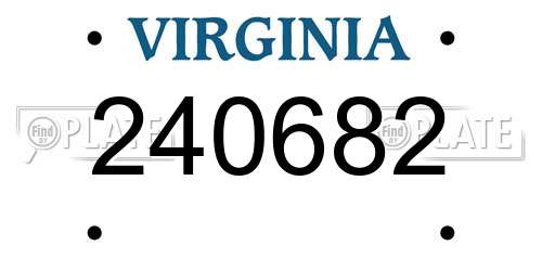 240682 Virginia License Plate