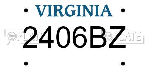 2406BZ Virginia License Plate