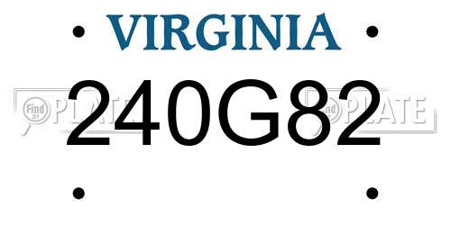 240G82 Virginia License Plate