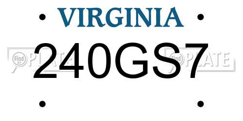240GS7 Virginia License Plate