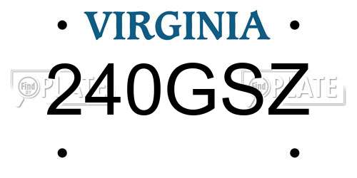 240GSZ Virginia License Plate