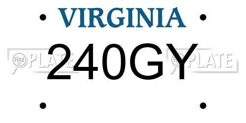 240GY Virginia License Plate