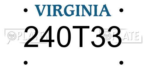 240T33 Virginia License Plate