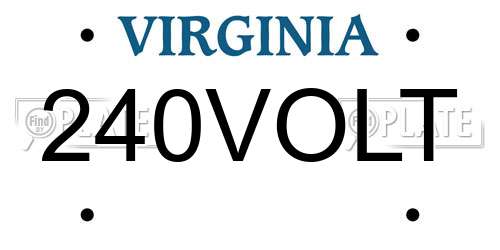 240VOLT Virginia License Plate