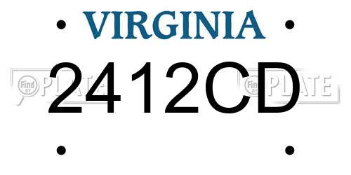 2412CD Virginia License Plate