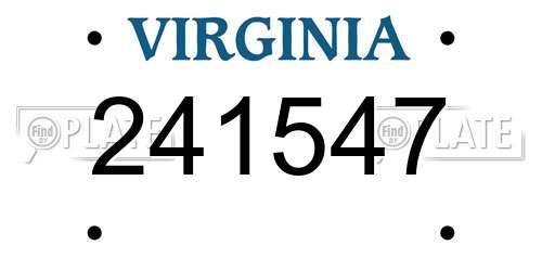 241547 Virginia License Plate