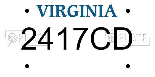 2417CD Virginia License Plate