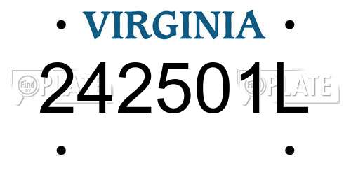242501L Virginia License Plate