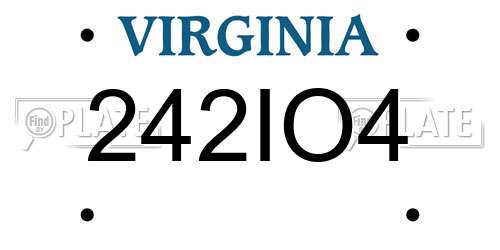 242IO4 Virginia License Plate