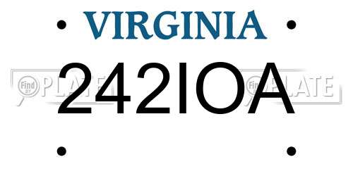 242IOA Virginia License Plate