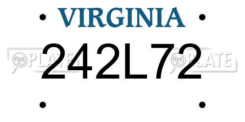 242L72 Virginia License Plate