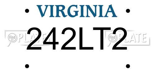 242LT2 Virginia License Plate