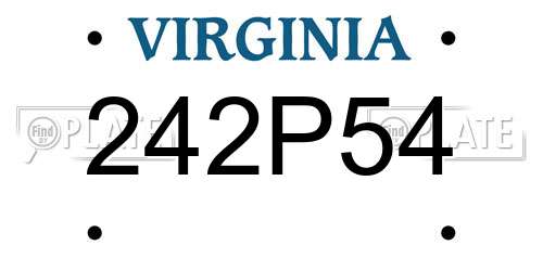 242P54 Virginia License Plate