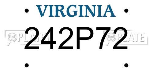 242P72 Virginia License Plate