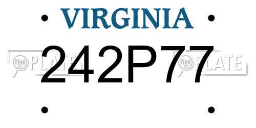242P77 Virginia License Plate