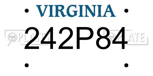 242P84 Virginia License Plate