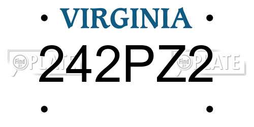 242PZ2 Virginia License Plate