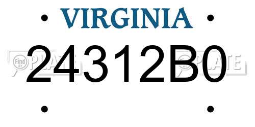 24312B0 Virginia License Plate