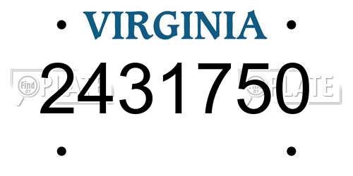 2431750 Virginia License Plate