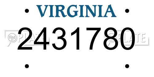 2431780 Virginia License Plate