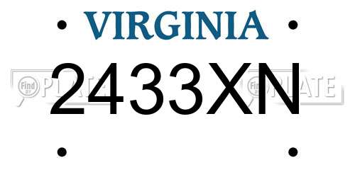 2433XN Virginia License Plate