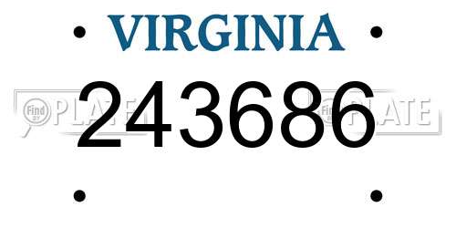243686 Virginia License Plate