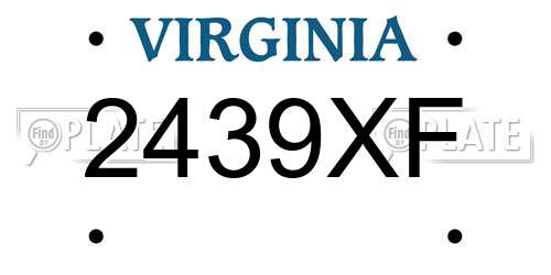 2439XF Virginia License Plate