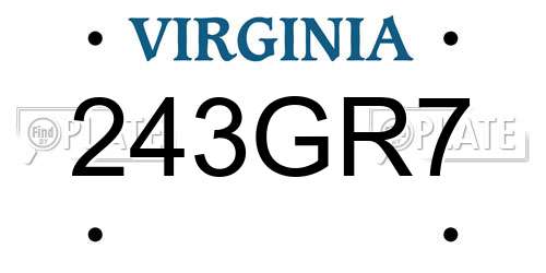 243GR7 Virginia License Plate