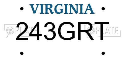 243GRT Virginia License Plate