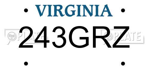 243GRZ Virginia License Plate