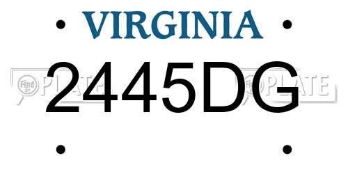 2445DG Virginia License Plate