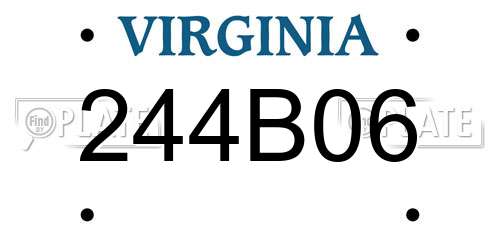 244B06 Virginia License Plate