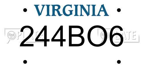 244BO6 Virginia License Plate