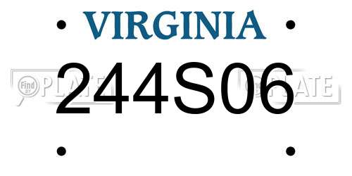 244S06 Virginia License Plate