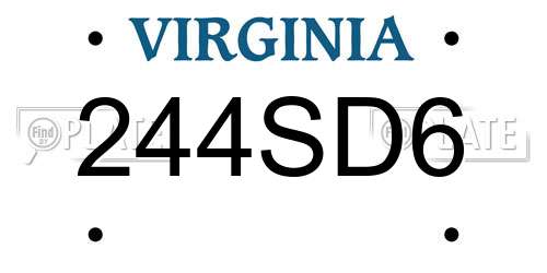 244SD6 Virginia License Plate