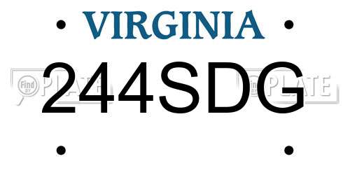 244SDG Virginia License Plate