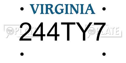 244TY7 Virginia License Plate