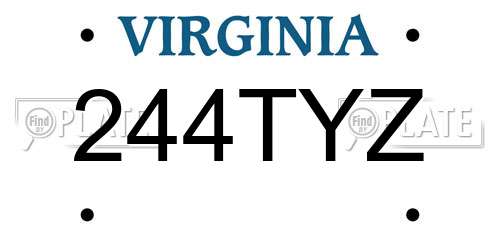 244TYZ Virginia License Plate