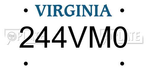 244VM0 Virginia License Plate