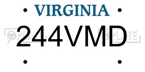 244VMD Virginia License Plate