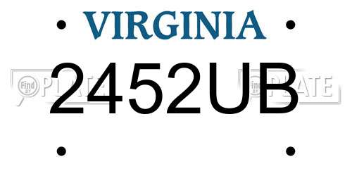 2452UB Virginia License Plate