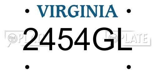2454GL Virginia License Plate