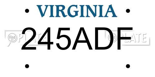 245ADF Virginia License Plate