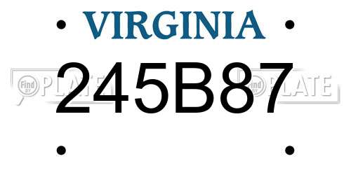 245B87 Virginia License Plate