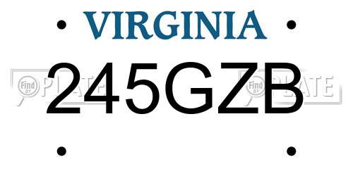 245GZB Virginia License Plate