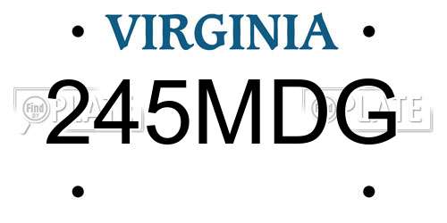 245MDG Virginia License Plate