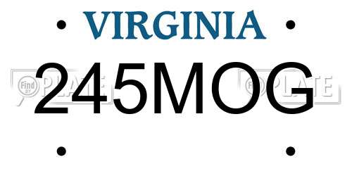 245MOG Virginia License Plate