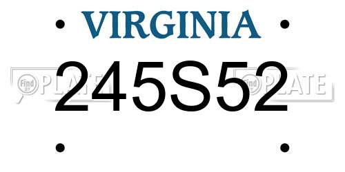 245S52 Virginia License Plate