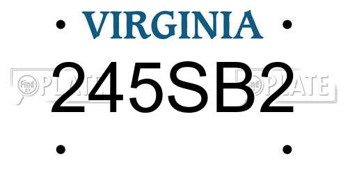 245SB2 Virginia License Plate